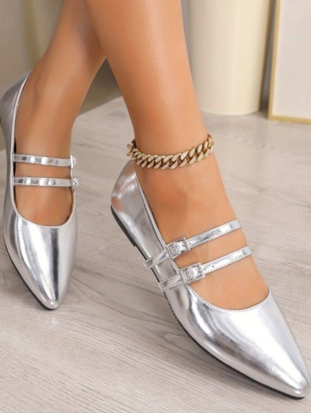 BRAND NEW CHARLES ALBERT DOUBLE ADJUSTABLE BUCKLE STRAP FLAT SHOE